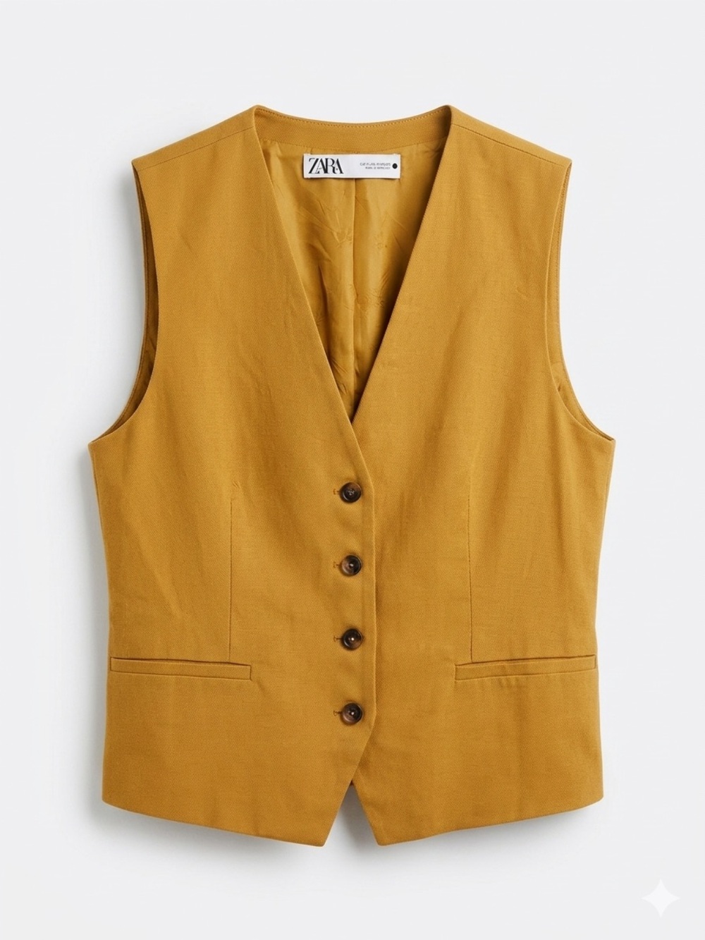 ZARA Mustard Yellow Tailored Button Vest
